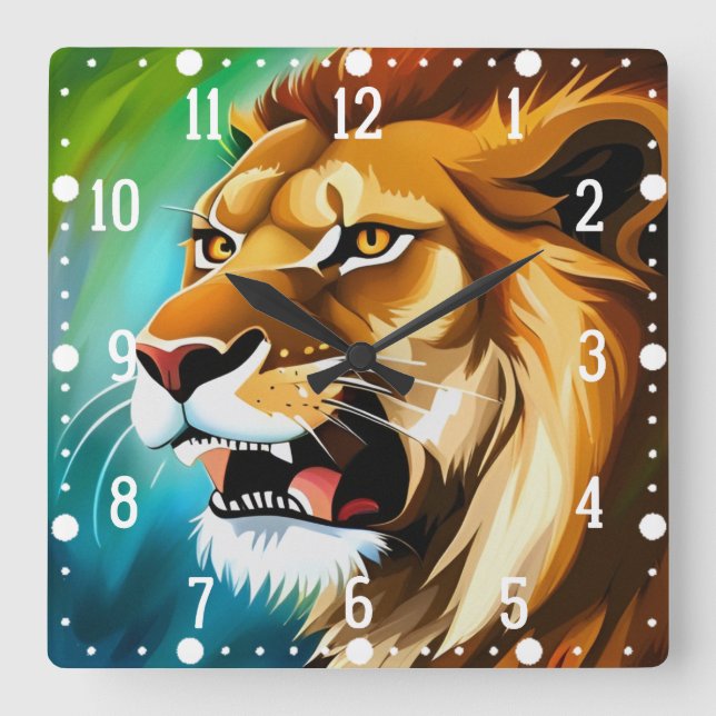 Roaring Lion Side Posed Portrait-57566 Square Wall Clock (Front)
