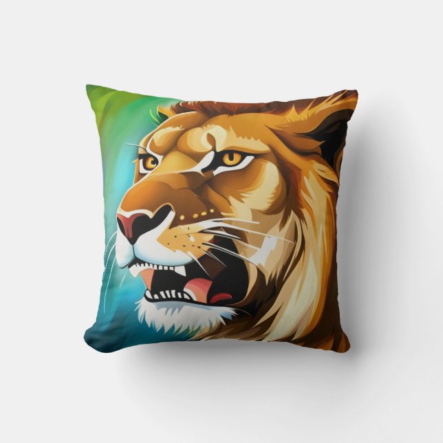 Roaring Lion Side Posed Portrait-57566 Throw Pillow (Front)