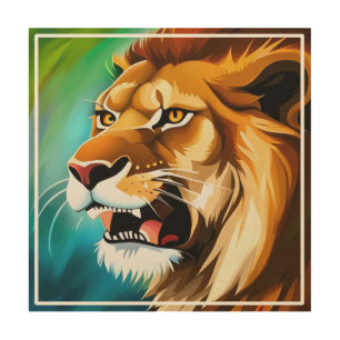 Roaring Lion Side Posed Portrait-57566 Wood Wall Art