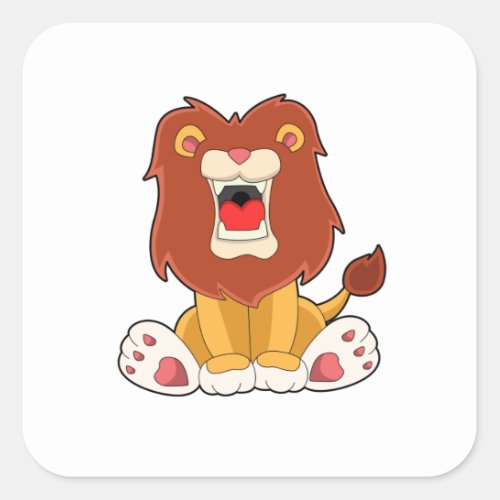 Roaring lion square sticker
