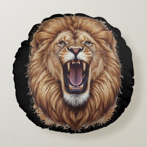 Roaring Lion Wild Safari Big Cat Round Pillow