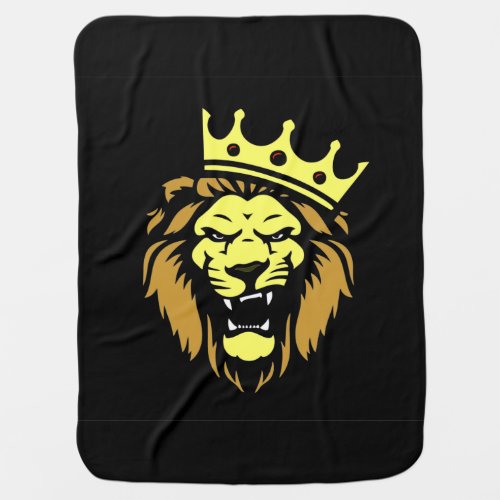 Roaring lion with crown baby blanket