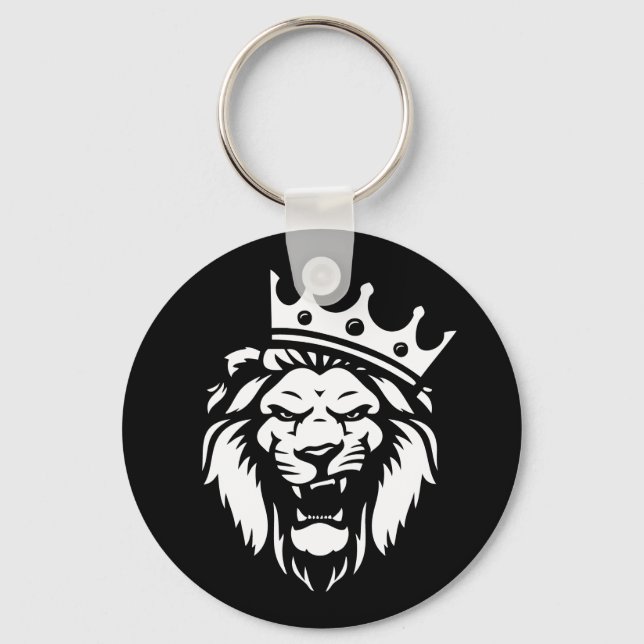 Roaring lion with crown keychain (Front)