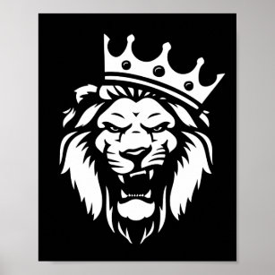 Roaring lion with crown poster