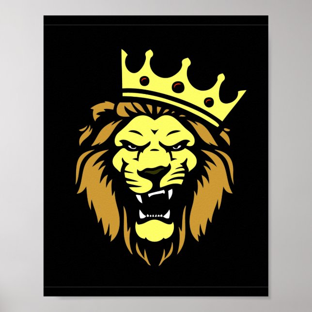 Roaring lion with crown poster (Front)