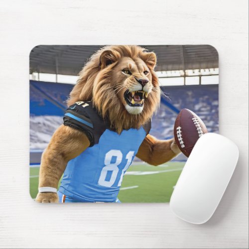 Roaring Lion With Football In a Stadium Mouse Pad