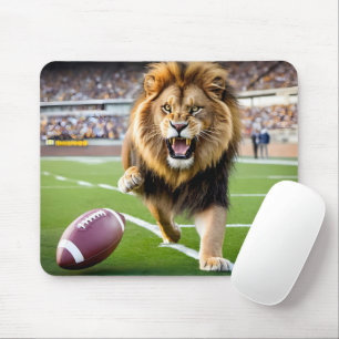 Roaring Lion With Football Mouse Pad