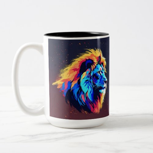 Roaring Majesty Lion Face Mug Two_Tone Coffee Mug