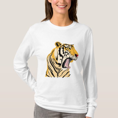 Roaring Majesty Tiger Face Design T_Shirt