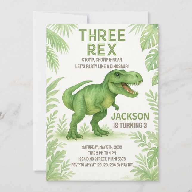 Roaring Party Card for Kids (Front)