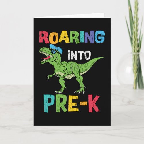 Roaring Pre_K Back To School T rex Dinosaur Kids Card