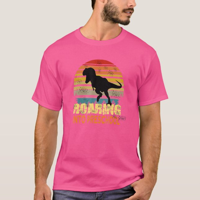 Roaring Preschool Dinosaur Back To School First Da T-Shirt (Front)