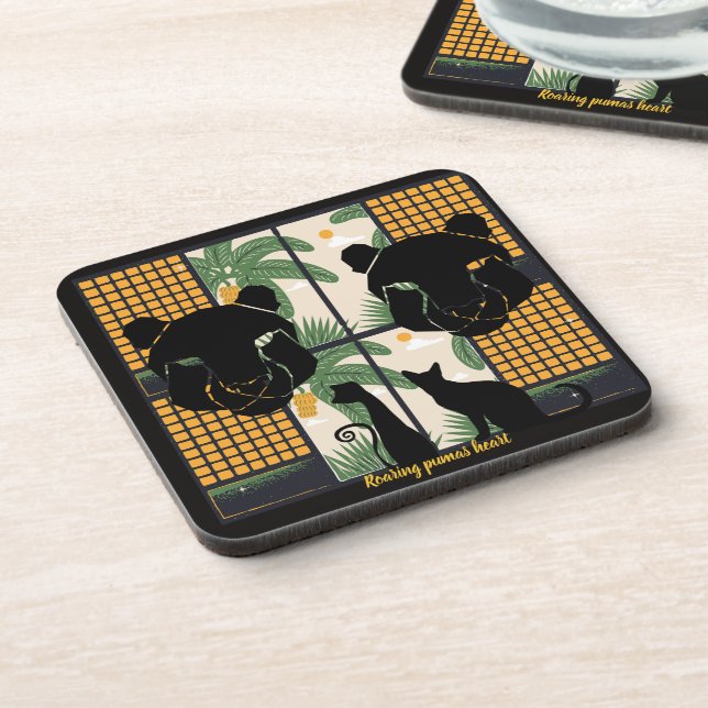 Roaring Pumas Hearts  Beverage Coaster (Left Side)