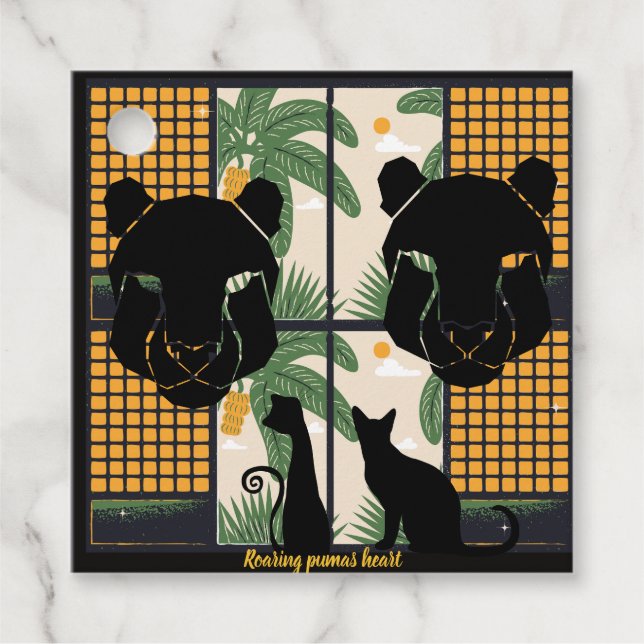 Roaring Pumas Hearts  Favor Tags (Front)