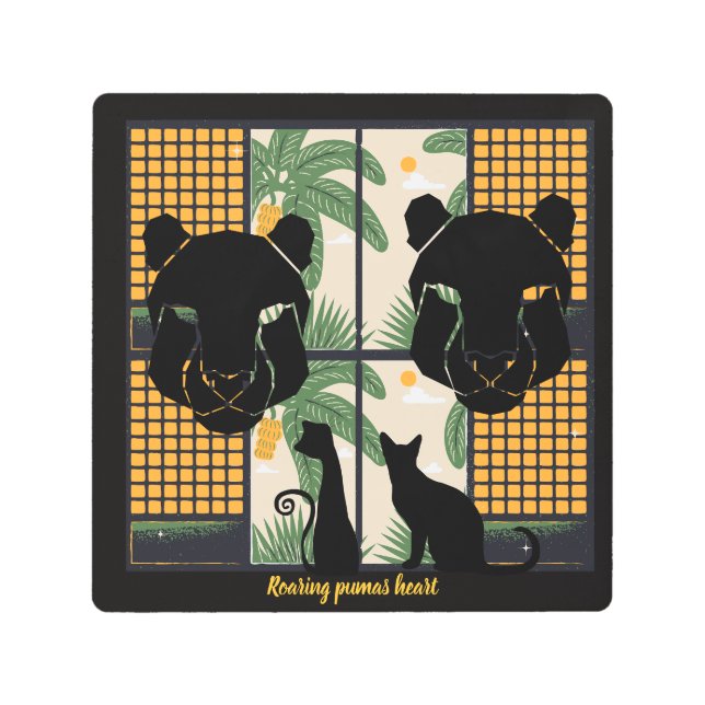 Roaring Pumas Hearts  Metal Print (Front)