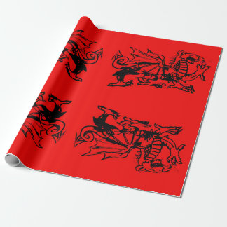Roaring Red Welsh dragon of Wales. Wrapping Paper