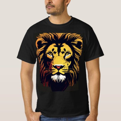 Roaring Style Lion Print Mens T_shirt