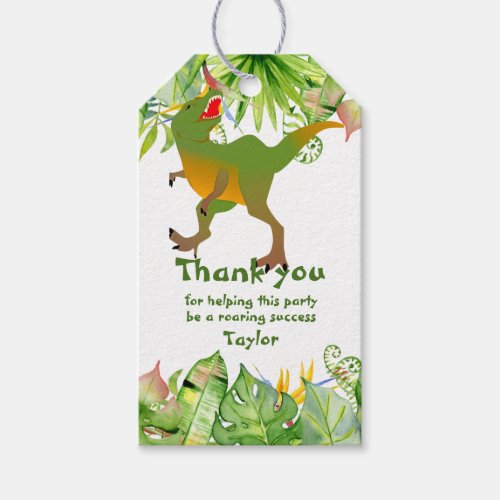 ROARING Success DINOSAUR TREX Thank You Party Gift Tags