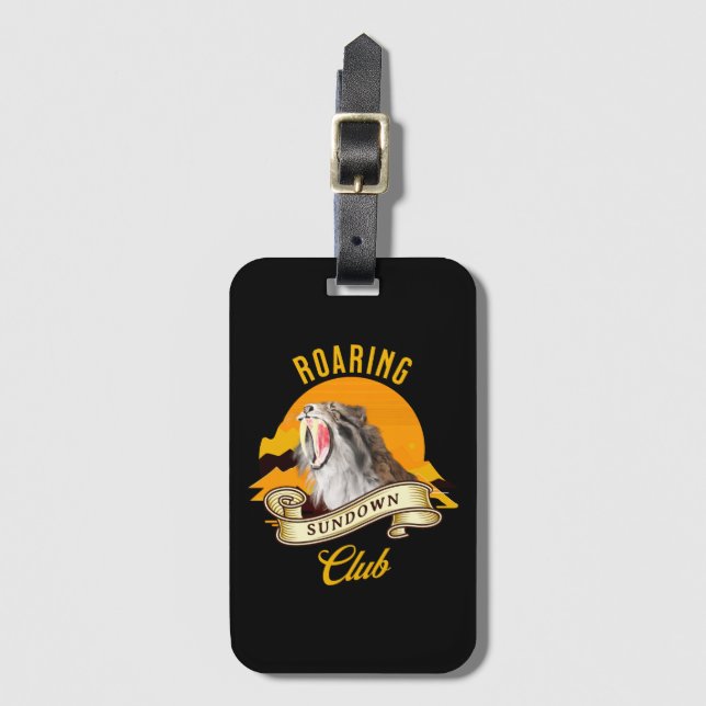 Roaring Sundown Club Sabertooth Tiger Luggage Tag (Front Vertical)