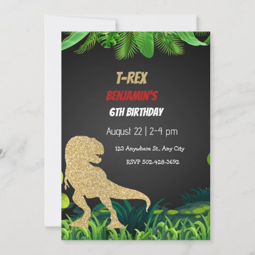 Roaring T_Rex Dinosaur Birthday Party  Invitation