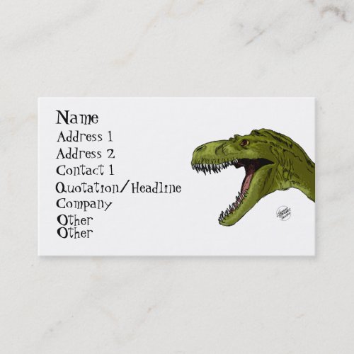 Roaring T_Rex Dinosaur by Geraldo Borges Business Card