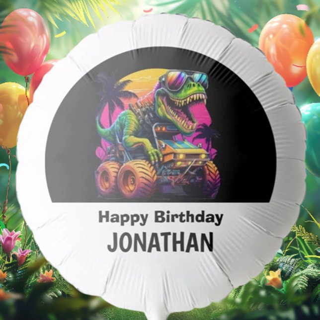 Roaring T-Rex Monster truck Birthday Party Balloon (Throw an unforgettable dinosaur-themed party)