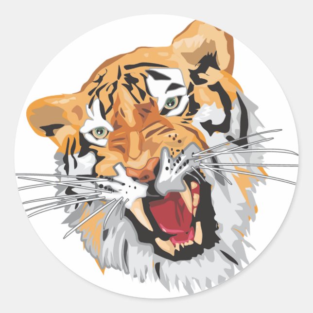Roaring Tiger Classic Round Sticker (Front)