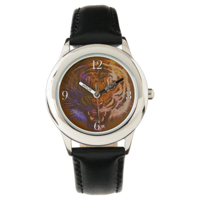 Roaring Tiger Face Big Cat Animal Wildlife Watch (Front)