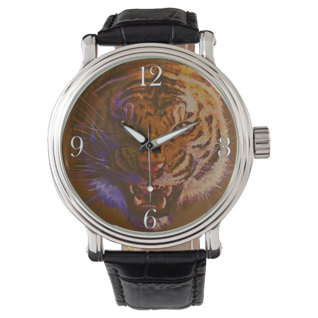 Roaring Tiger Face Big Cat India Wildlife Watch (Front)
