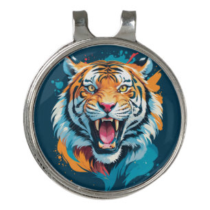 Roaring Tiger Face Golf Hat Clip