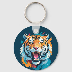 Roaring Tiger Face Keychain