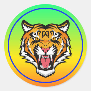 Roaring Tiger Head-25818 Classic Round Sticker