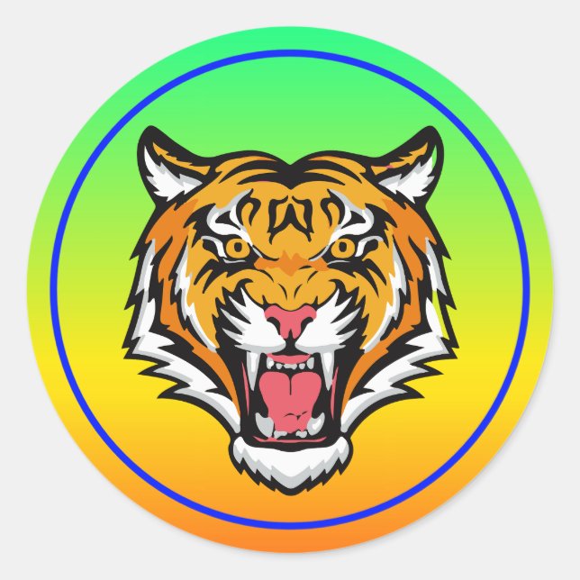 Roaring Tiger Head-25818 Classic Round Sticker (Front)