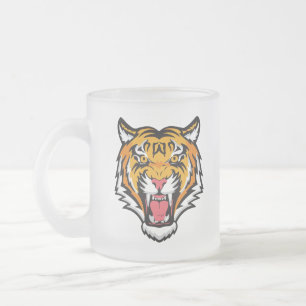 Roaring Tiger Head-25818 Frosted Glass Coffee Mug