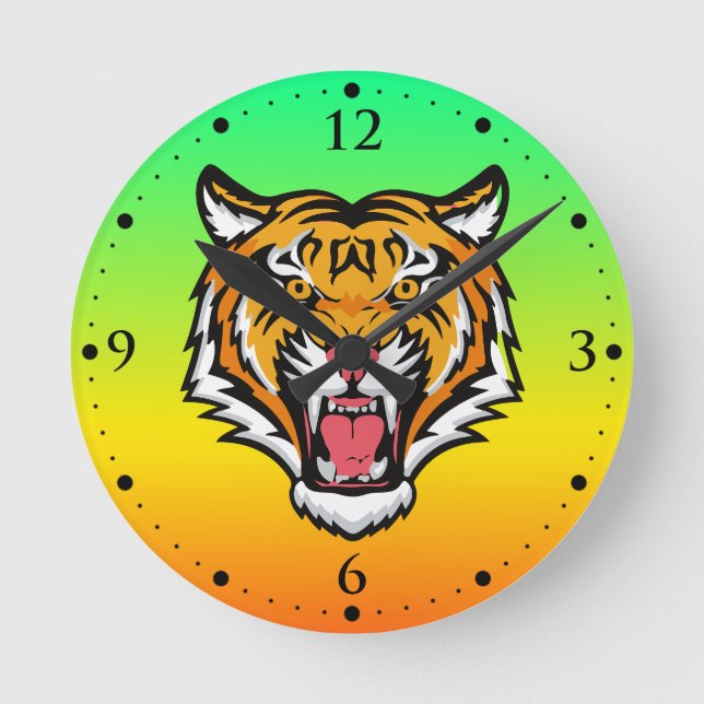 Roaring Tiger Head-25818 Round Clock (Front)