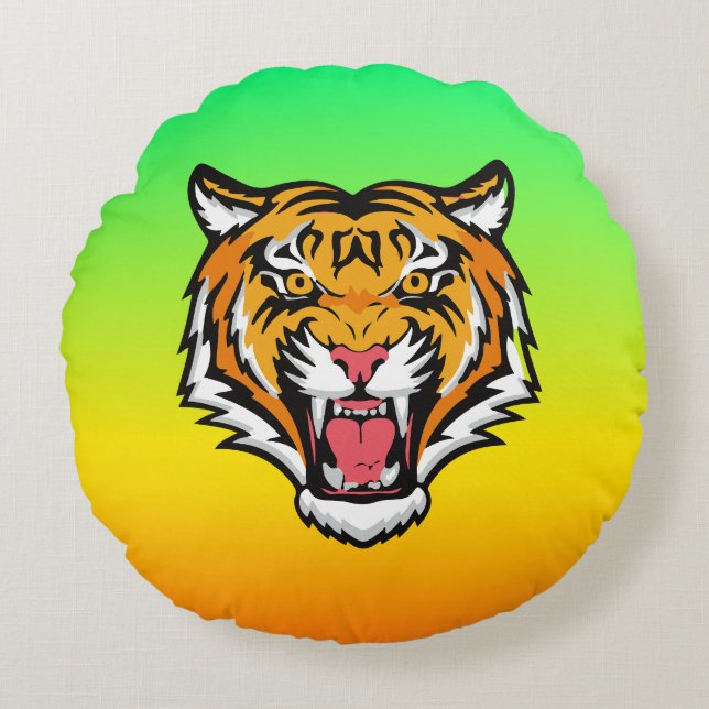 Roaring Tiger Head-25818 Round Pillow (Front)