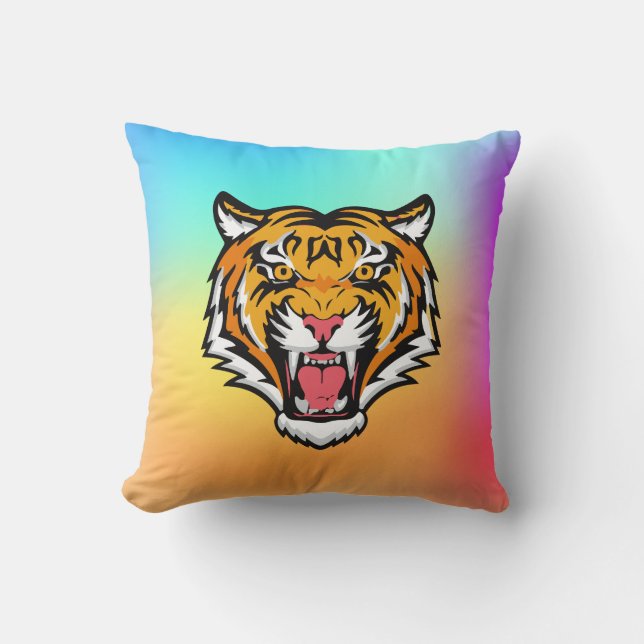 Roaring Tiger Head-25818 Throw Pillow (Front)