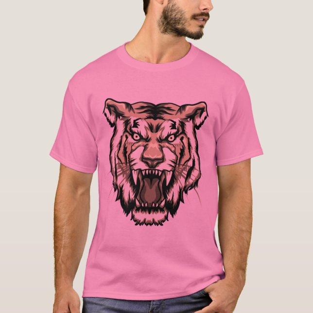 Roaring Tiger Head T Shirt Tattoo Pattern (Front)