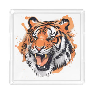 "Roaring Tiger Portrait."  Acrylic Tray