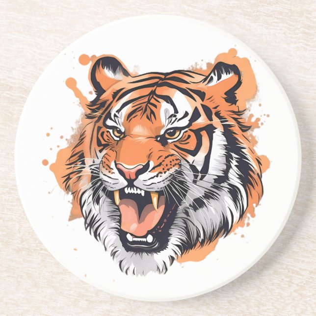 "Roaring Tiger Portrait."  Coaster (Front)