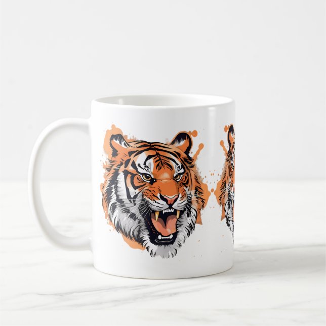 Roaring Tiger Portrait. Coffee Mug (Left)