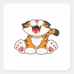 Roaring tiger square sticker