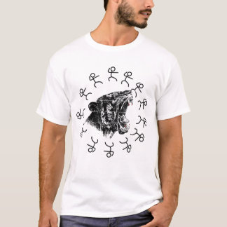 roaring tiger stick figure graphic T-Shirt