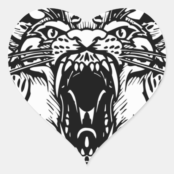 Roaring tiger tattoo heart stickers