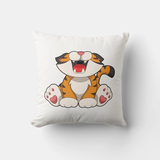Roaring tiger throw pillow (Front)