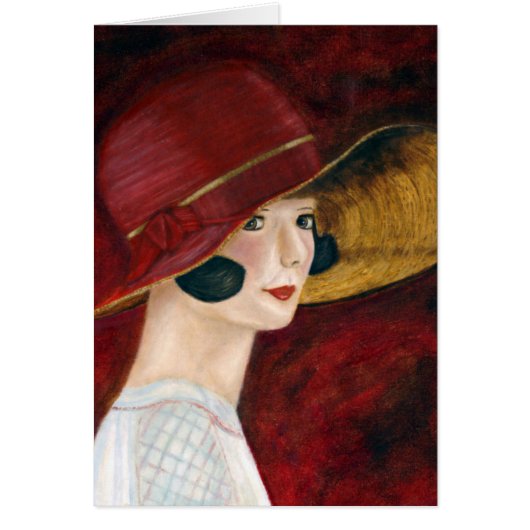 Roaring Twenties 1920s Flapper Girl in Red Hat (Front)