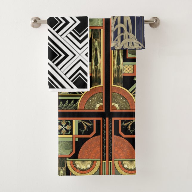 Roaring Twenties Art Deco Bath Towel Set (Insitu)