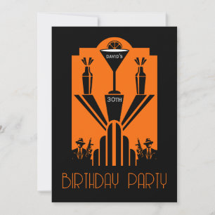 Roaring Twenties Art Deco Gangster Birthday  Invitation