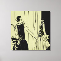 Roaring Twenties Art Deco Wrapped Canvas - sepia