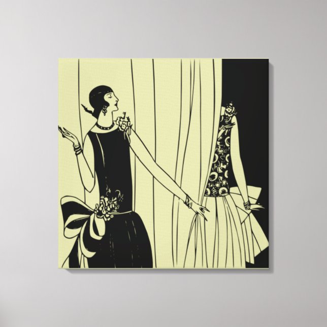 Roaring Twenties Art Deco Wrapped Canvas - sepia Print (Front)
